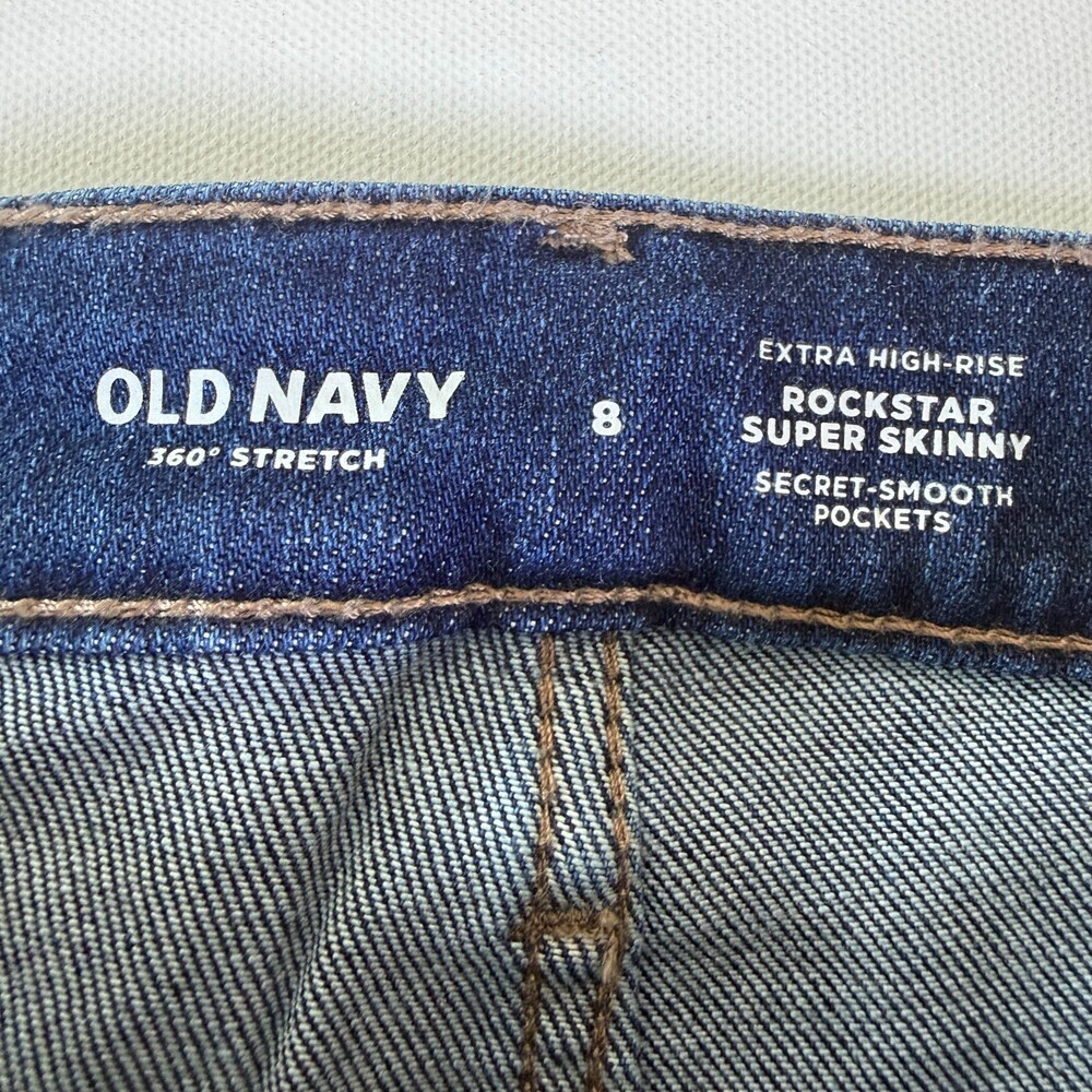 Old Navy NWT Extra High-Rise Rockstar Super Skinny Women's Jeans Sz 8 Med. Wash - Picture 14 of 16